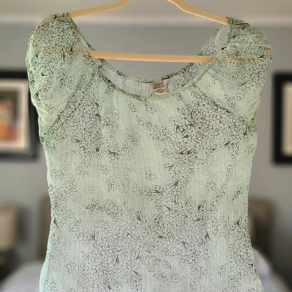 GUESS sheer aqua blouse with shimmer - Size M - Picture 1 of 3